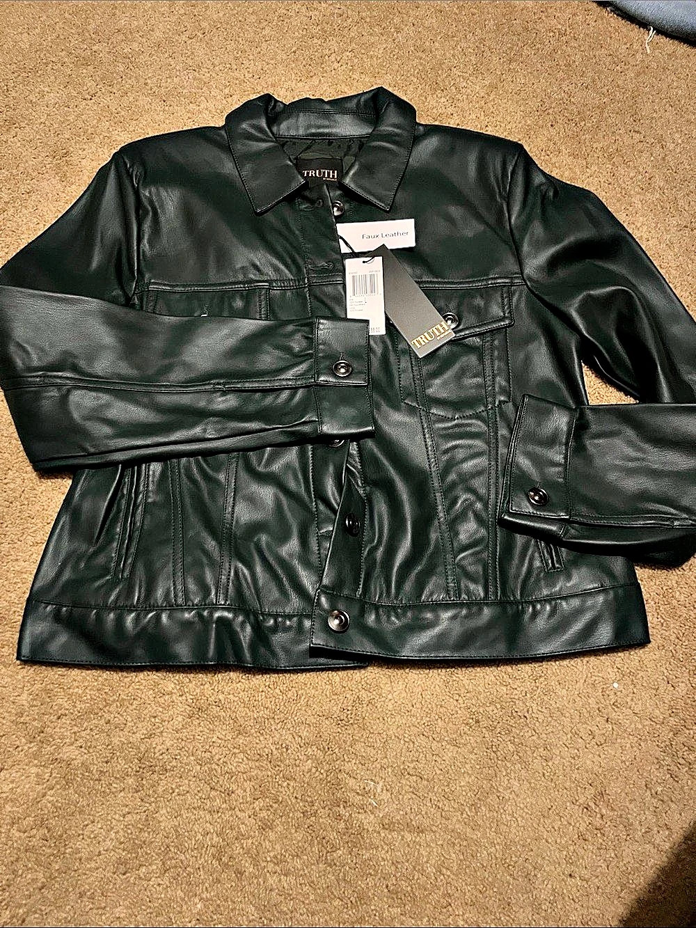 TRUTH Deep Green Faux Leather Jacket NWT size Large
